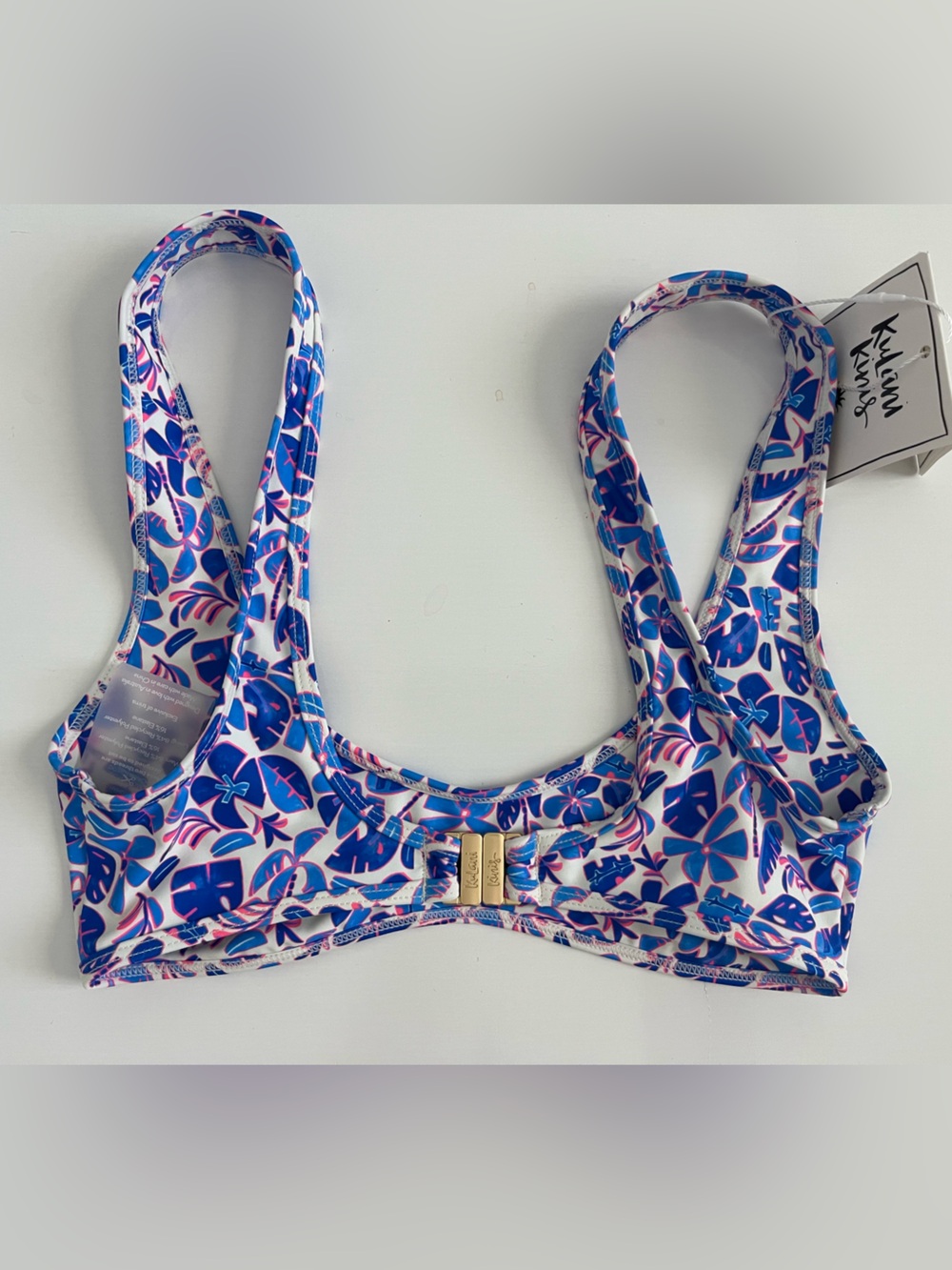NWT Kulani Kinis purple and White Floral tropical Swim Top - Picture 4 of 4